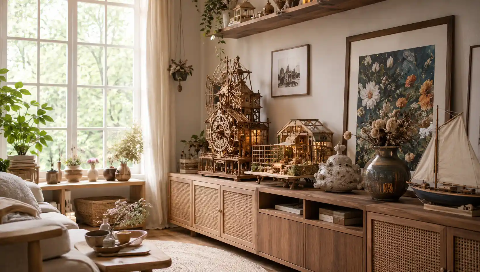 Modern interior styled with handmade DIY decor pieces