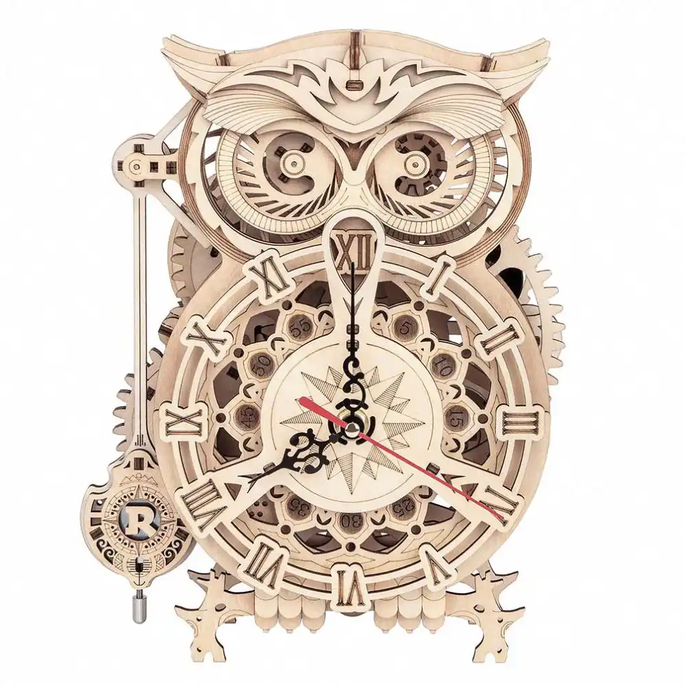 product-owl-clock-mechanical-gears-3d-wooden-puzzle Owl Clock 3