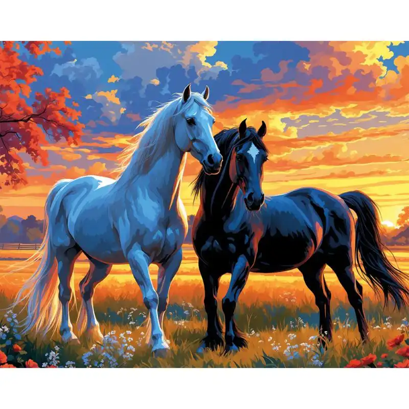 Sunset Stallions 40x50cm